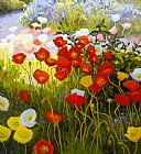 Shirley Novak Shadow Poppies, Sunlit Poppies painting